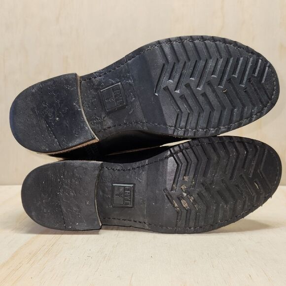 Frye Veronica Brown Black Duck Boots Leather Shearling Mid Calf Women 7.5 - Picture 6 of 11